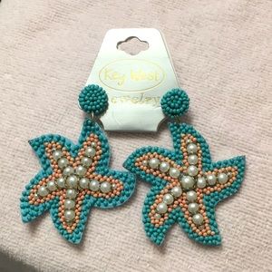 Studded Dangle Beaded Key West Earrings. Hangs about 3” NWT